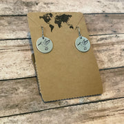 Hummingbird Small Circular Earrings in Silver Color