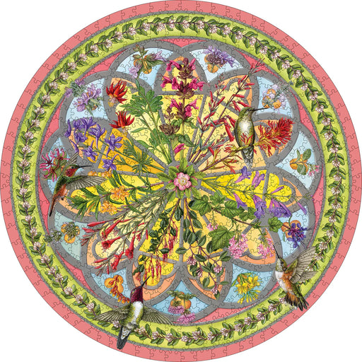 Erin E. Hunter: Floral Compass 500-Piece Circular Jigsaw Puzzle