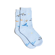 Light blue socks with wild bird design 
