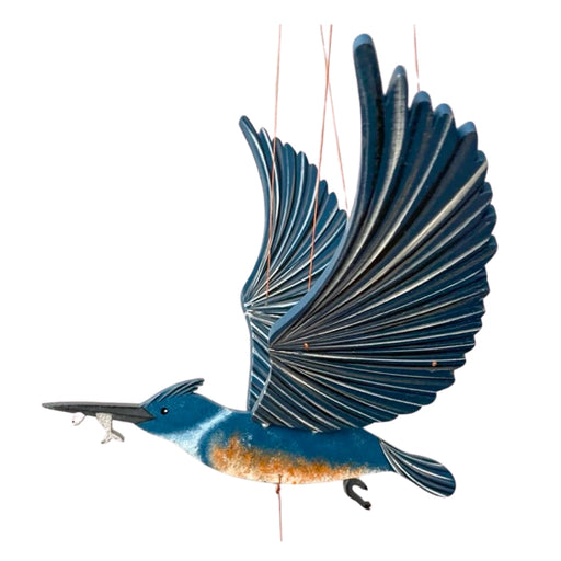 kingfisher decorative item with outstretched wings on a white background
