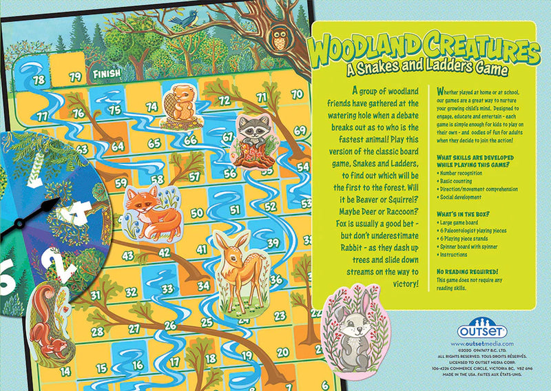 Woodland Creatures Snakes and Ladders
back of game box