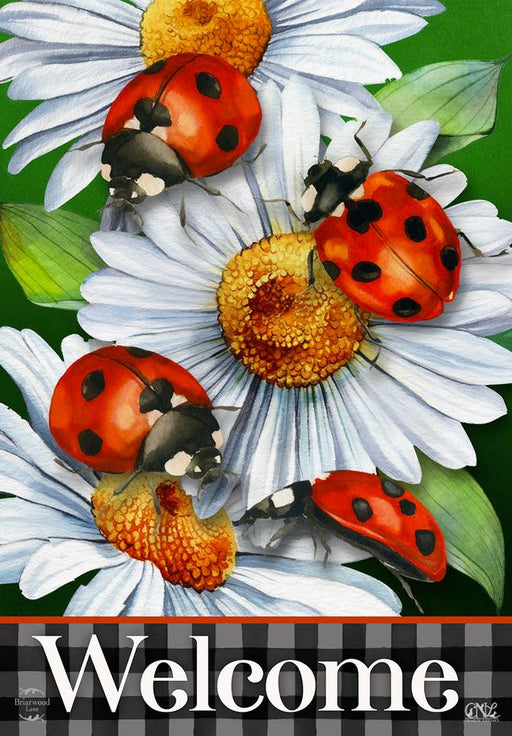 Ladybugs and Daisies Garden Flag