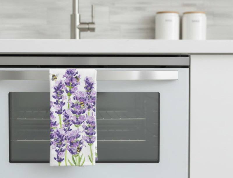 kitchen towel hanging on an oven door