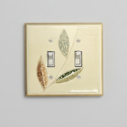 Double Light Switch in Leaf Collage pattern