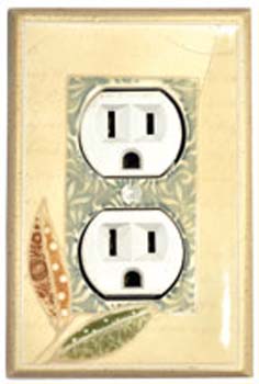 Single Outlet/Receptacle in Leaf Collage pattern