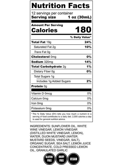 Lemon Vinaigrette - Ingredients and Nutrition 