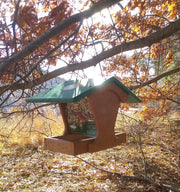Little Oasis Recycled Bird Feeder - tan with green roof