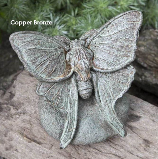 Luna Moth Cast Stone Statuette - copper bronze patina
