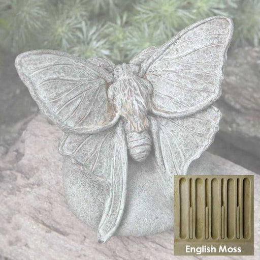 Luna Moth Cast Stone Statuette - english moss patina
