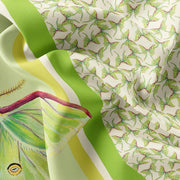 Luna Stripe Lime Green Moth Scarf - Silk Twill
closeup