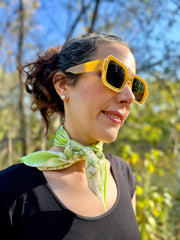 Luna Stripe Lime Green Moth Scarf - Silk Twill
worn by model