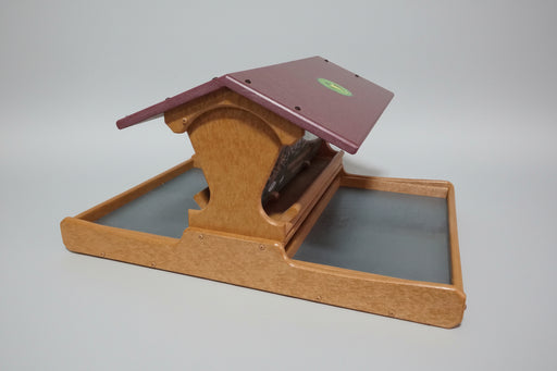 Magnet Post Mount Recycled Feeder - Tan with Cherrywood Roof