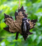 Leaf Shaped Spreadable Suet Hanging Feeder - in use