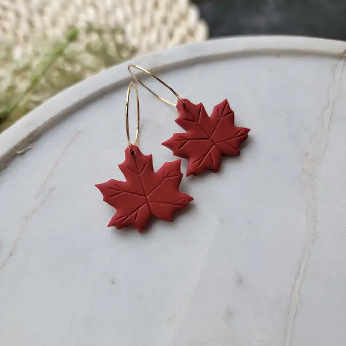 Autumn Leaf Hoops - Red Maple Leaves