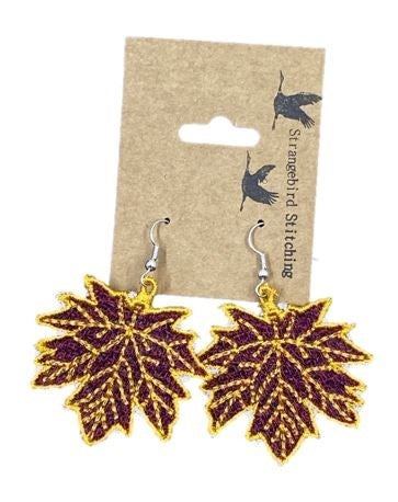Maple Leaf Earrings - burgundy maple