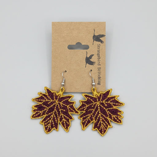Maple Leaf Earrings - burgundy maple