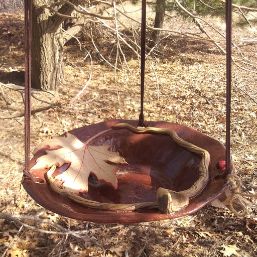Hanging Bird Bath - Red Maple Leaf Bowl