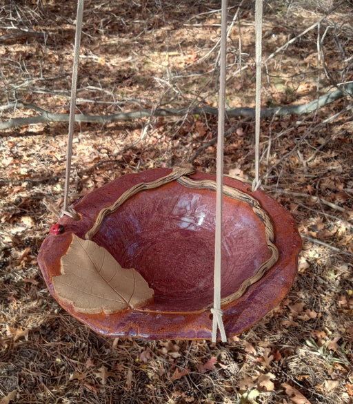 Hanging Bird Bath - Red Maple Leaf Bowl