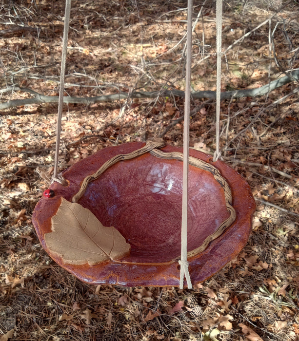 Hanging Bird Bath - Red Maple Leaf Bowl