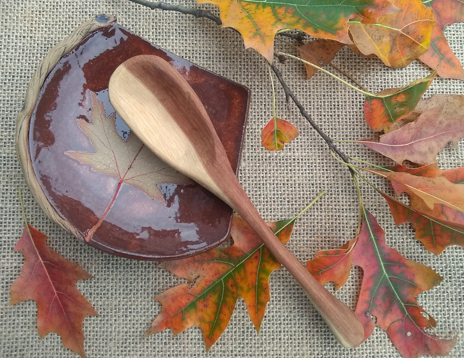 Silver Maple Spoon Rest with spoon. (spoon not included in purchase)
