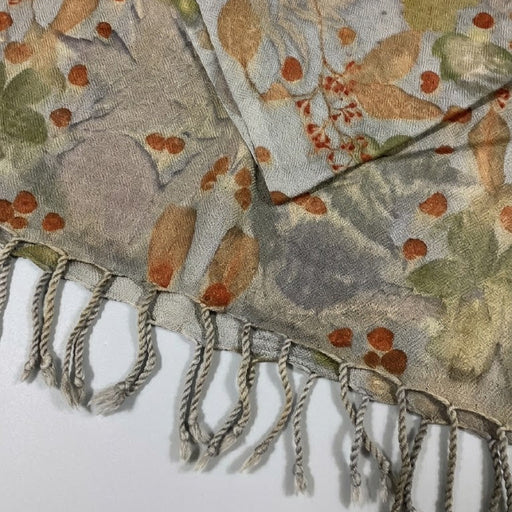 Merino wool shawl with Tasseled Edge - Logwood-Sumac/ScentedGeranium/Eucalyptus/SmokeBush/Baptisia