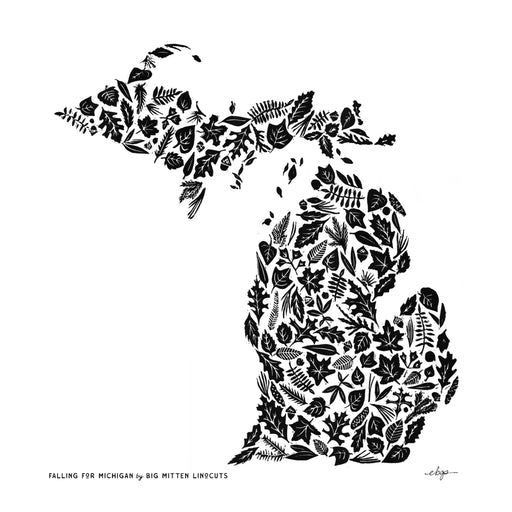 Falling for Michigan Linocut Print
