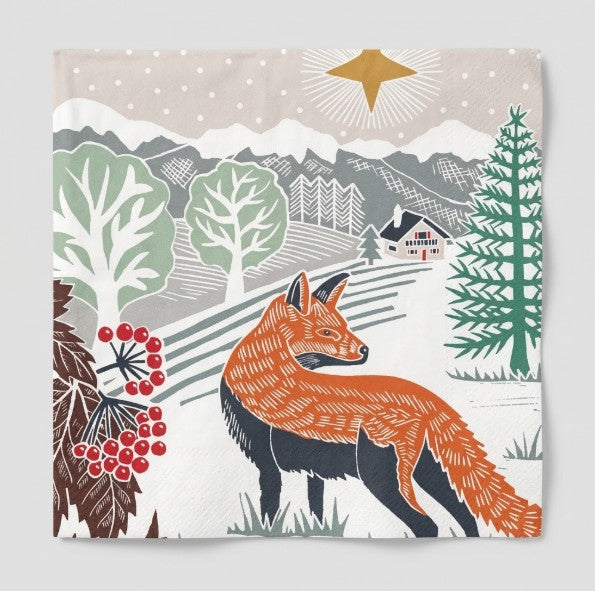 Midnight Fox Beverage Paper Napkins