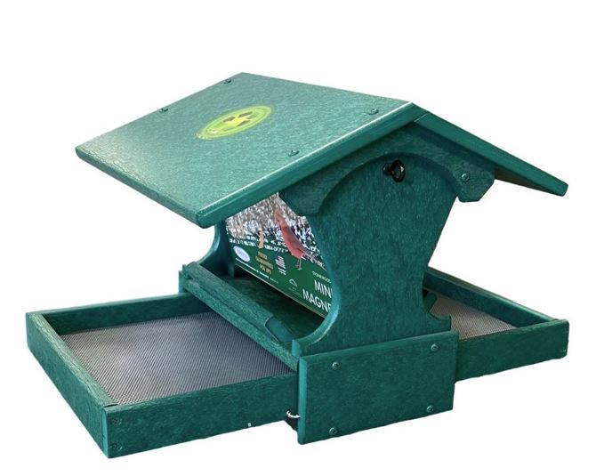 Mini Magnet Post Mount Recycled Feeder - green