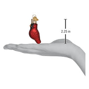 Mini Red Cardinal Ornament to scale