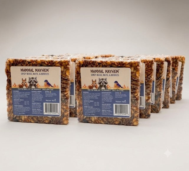 Mammal Mayhem Spicy Bugs, Nuts, & Berries - Small Seed Cake 7.5 oz
12 pack