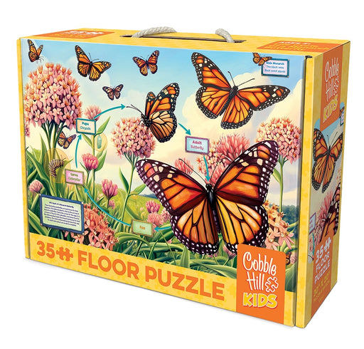 puzzle box with monarch and milkweed illustration