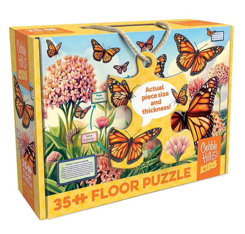 floor puzzle with monarchs and milkweed