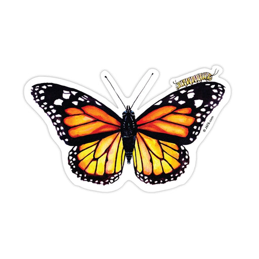 Monarch Butterfly Vinyl Sticker - with Caterpillar