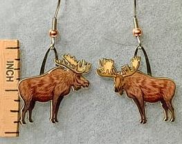 Moose Earrings with ruler for scale