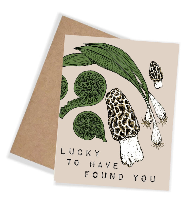 Lucky To Have Found You Foraging Morel Mushroom Card