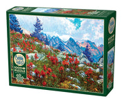 Cobble Hill puzzle box with alpine mountain and flower landscape design