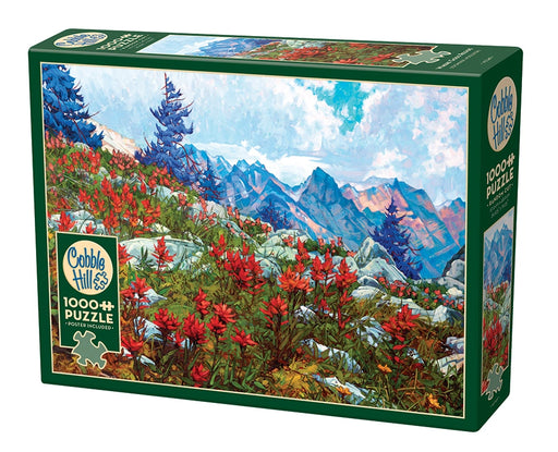 Cobble Hill puzzle box with alpine mountain and flower landscape design