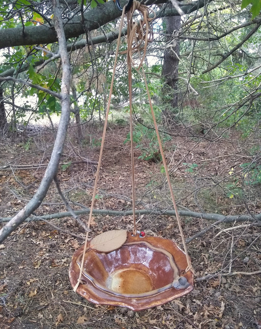 Hanging Bird Bath - Musclewood Leaf Bowl