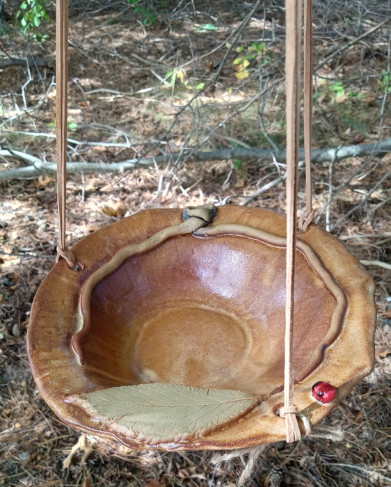 Hanging Bird Bath - Musclewood Leaf Bowl