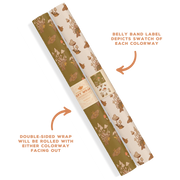 Recyclable Gift Wrap / Double-Sided Wrapping Paper: Mushrooms (Green & Cream)