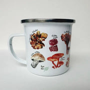 Mug with mushroom illustrations on a white background