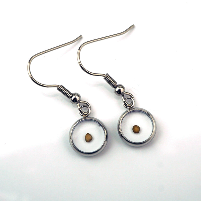Small Circle Mustard Seed Earrings