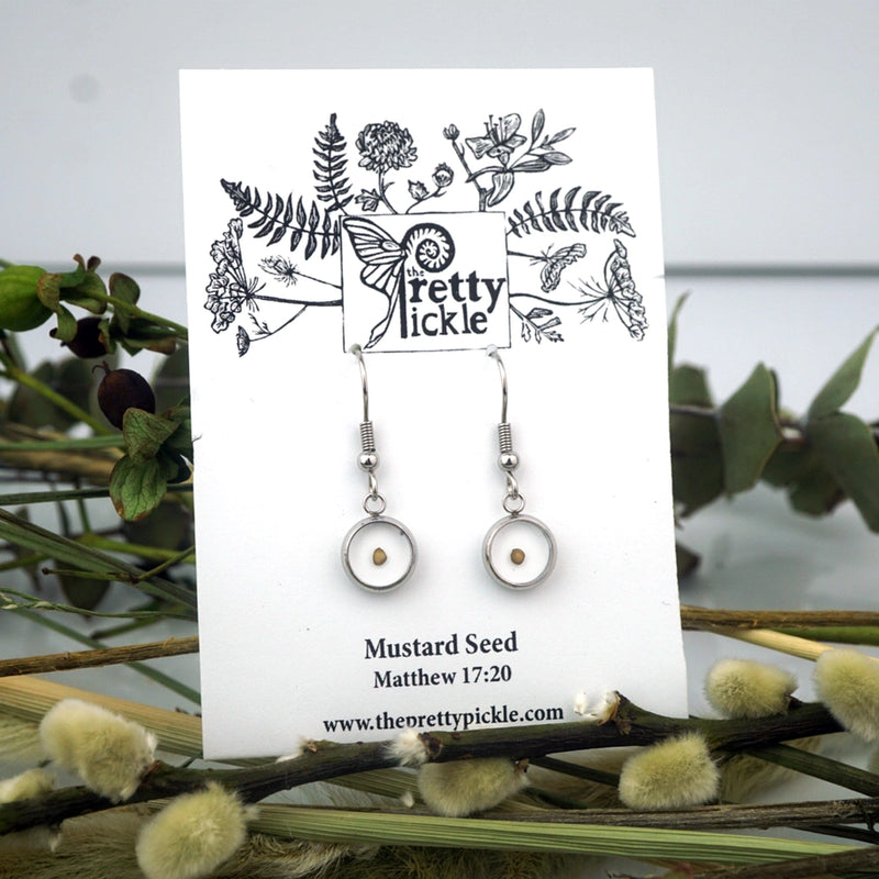 Small Circle Mustard Seed Earrings
with packaging