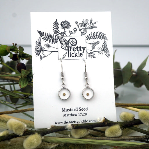 Small Circle Mustard Seed Earrings
with packaging