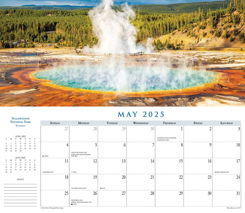 National Parks 2025 Panoramic Wall Calendar sample page