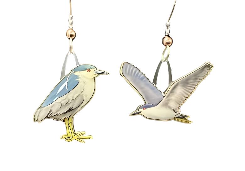 Black-Crowned Night Heron Earrings