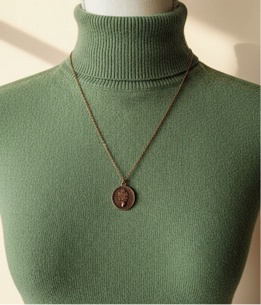 Necklace with a pendant on a mannequin bust against a neutral background