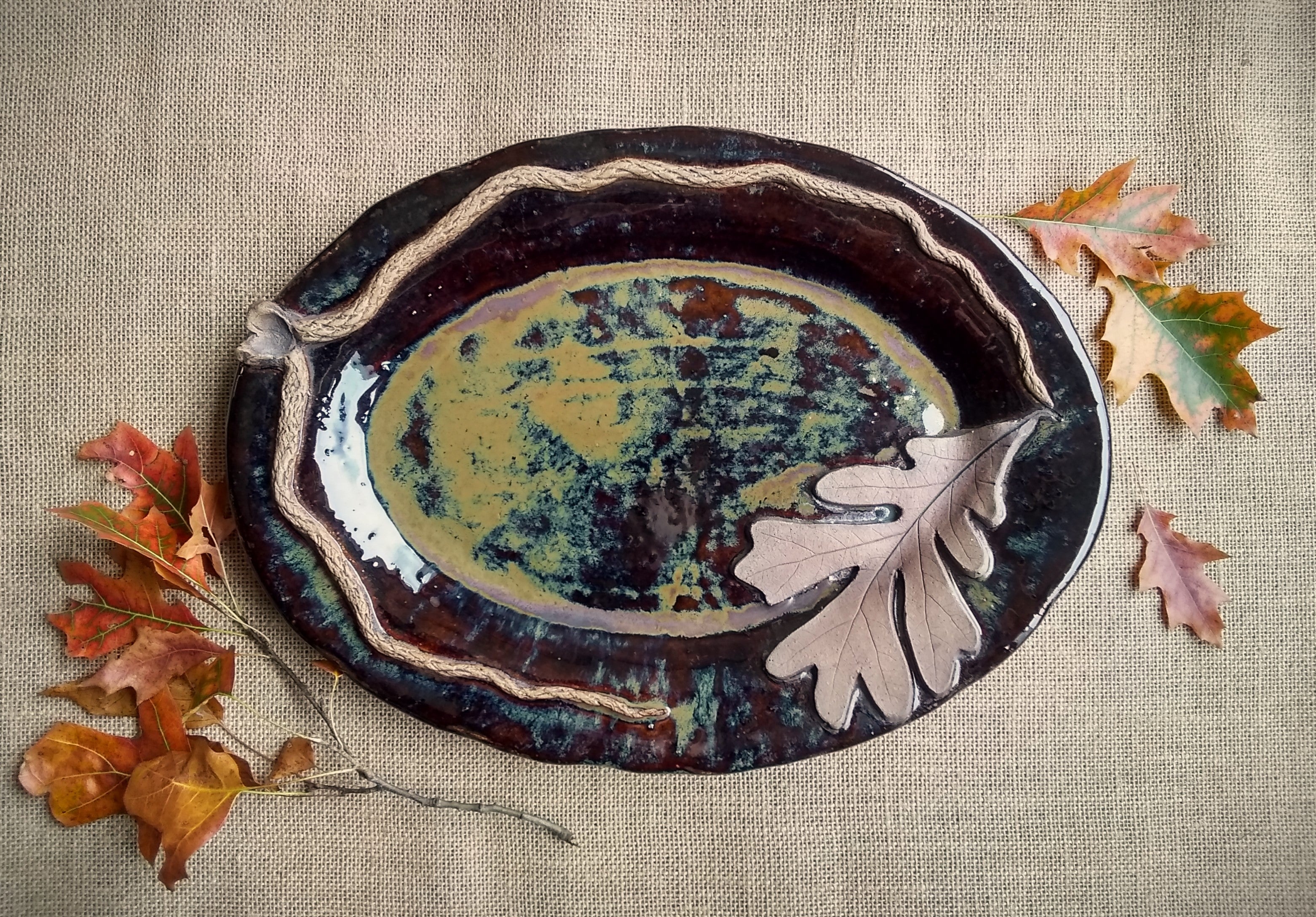 Stoneware Oval Platter - White Oak