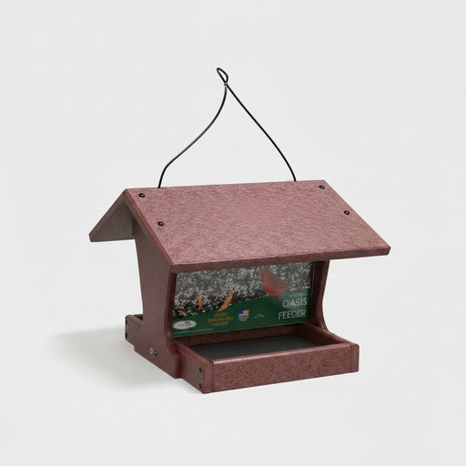 Oasis Recycled Bird Feeder - Cherry Wood - front view