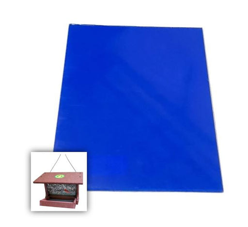 Acrylic replacement window with blue protective plastic and a small photo of oasis feeder it works with